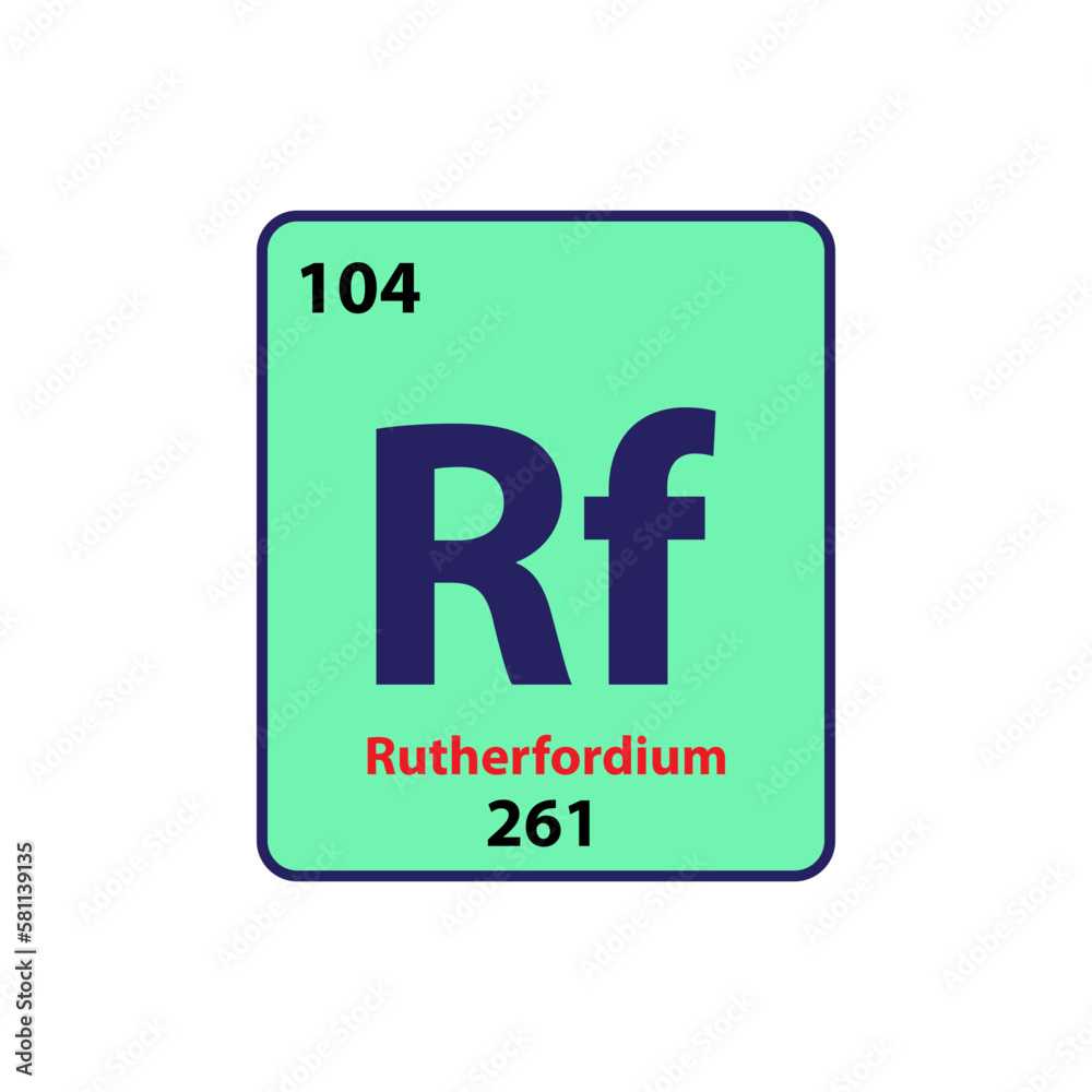 Rutherfordium element periodic table icon vector logo design template Rutherfordium element periodic table icon vector logo design template