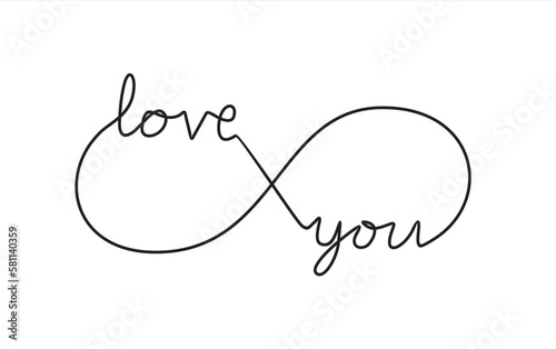 One line infinite love symbol. Vector illustration.