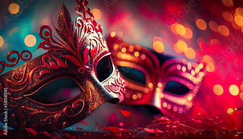 carnival mask on red