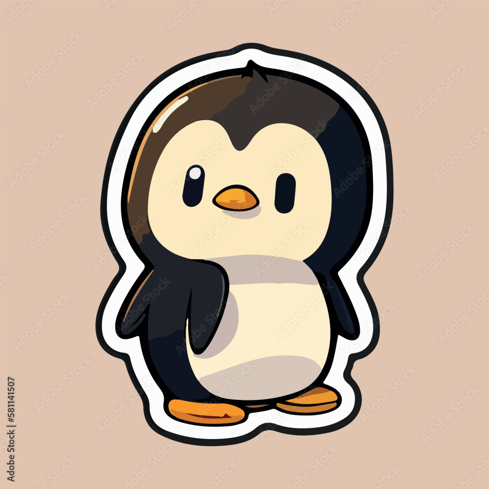 Cute Baby Penguin love and happy expression sticker, flat cartoon style vector illustration with isolated background Cute Baby Penguin love and happy expression sticker, flat cartoon style vector illustration with isolated background