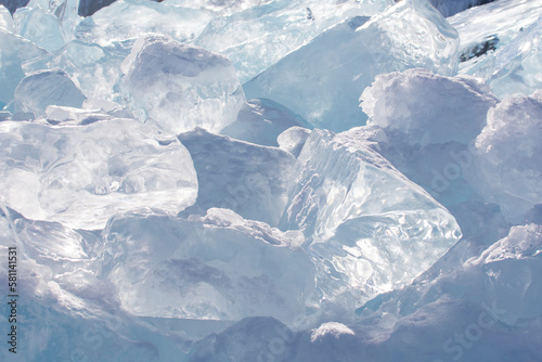 Pieces of ice on Lake Baikal, Russia, Irkutsk region