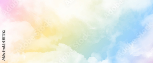 Beautiful feather clouds on pastel sky with copy space. Picturesque view of pastel sky with fluffy clouds © Sharmin