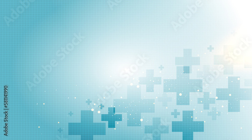 Blue medical plus sign health abstract background. photo