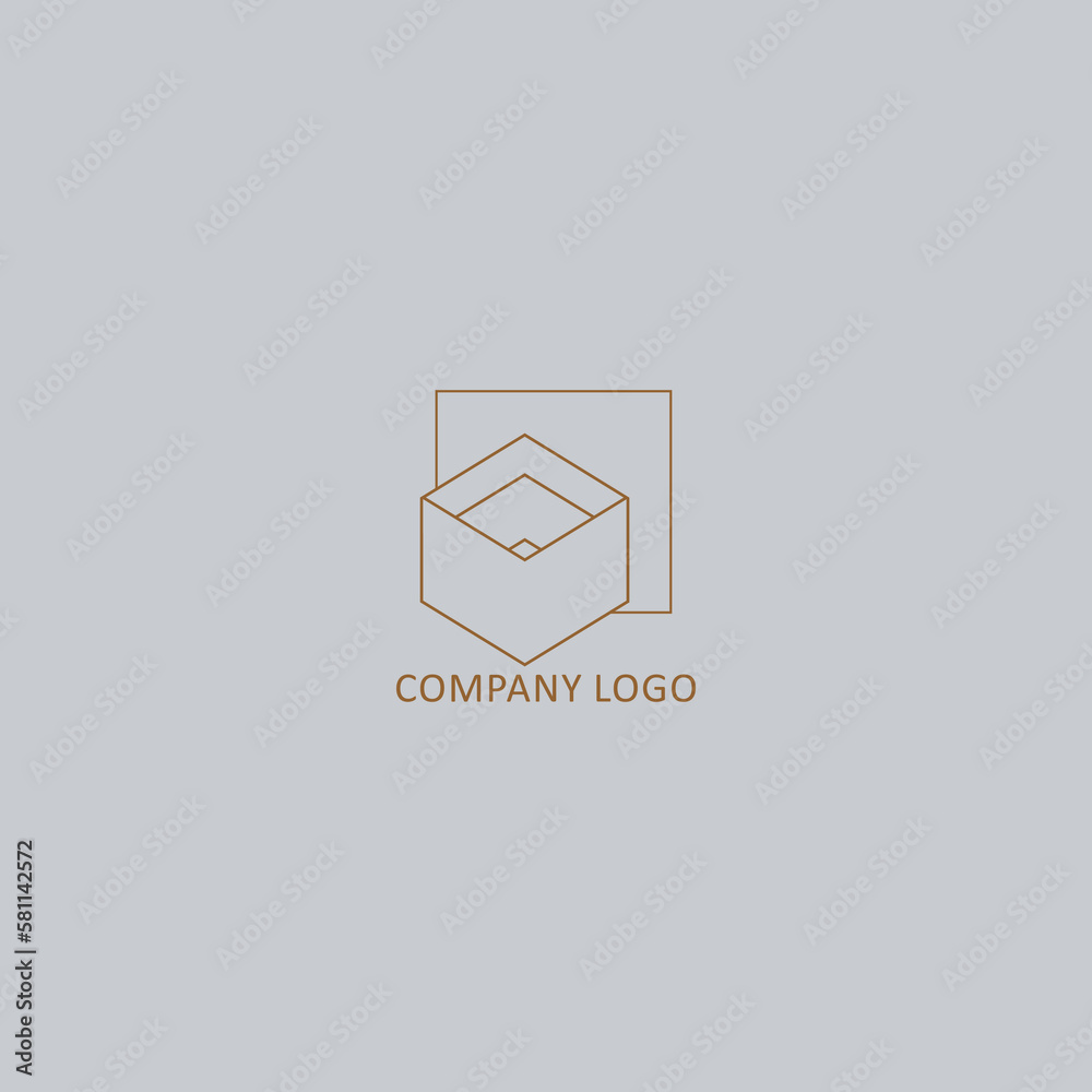 modern box logo design with thin line modern box logo design with thin line