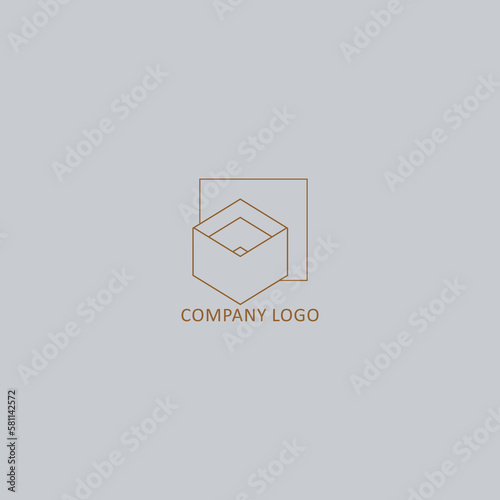 modern box logo design with thin line