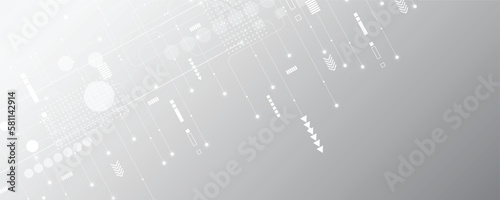 Grey white Abstract technology background, Hi tech digital connect, communication, High technology concept, Science, technology background