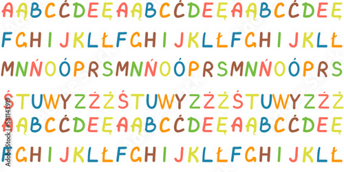 Seamless pattern with Polish alphabet for children. Flat vector illustration