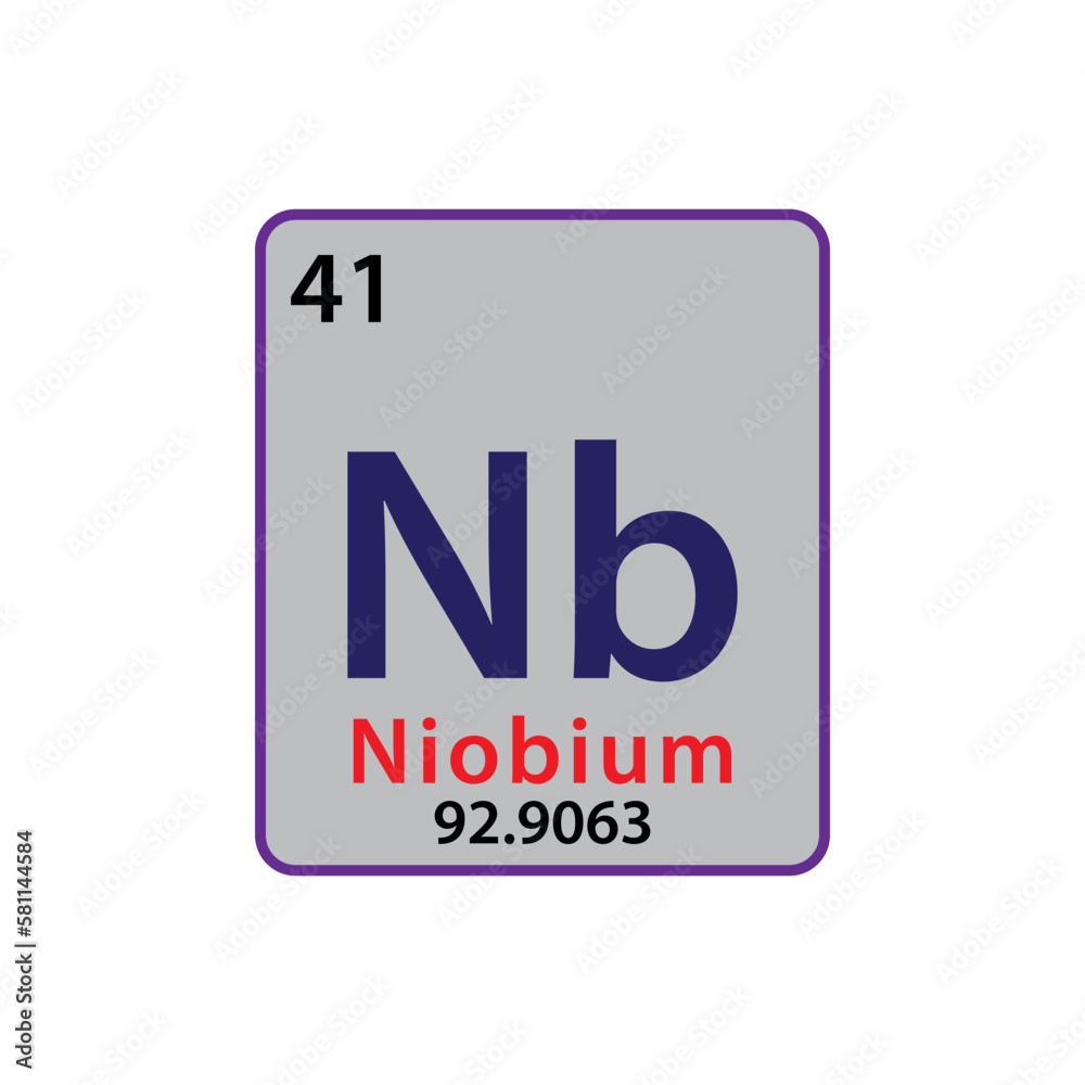 Niobium element periodic table icon vector logo design template