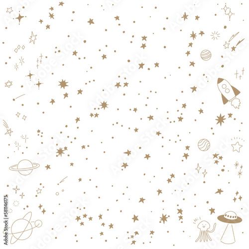 星空とキラキラのセット（白地にゴールド）