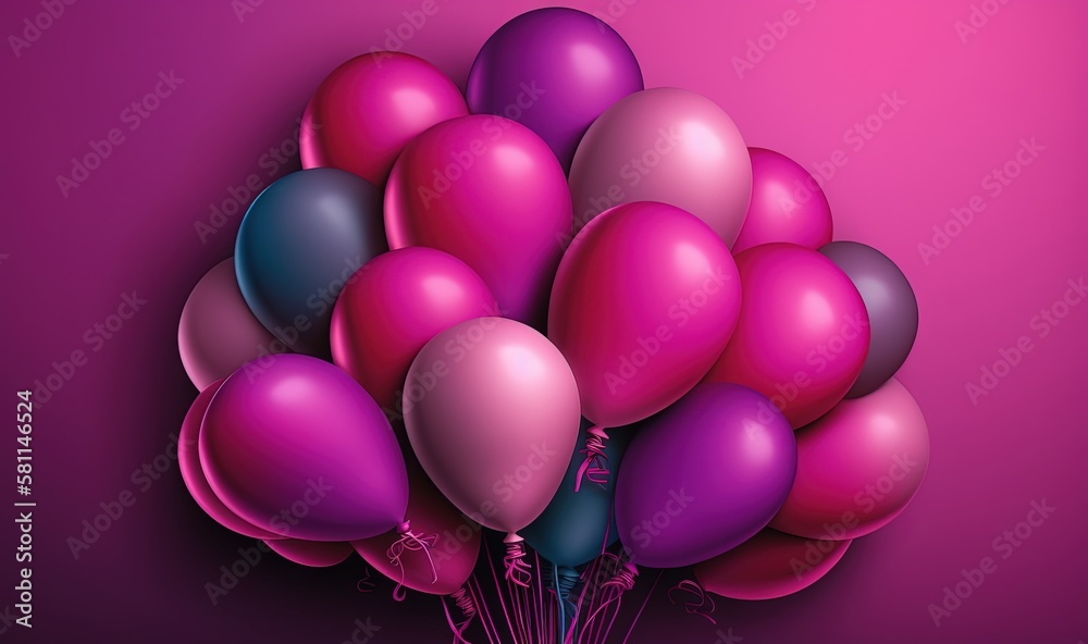 a bunch of balloons floating in the air on a purple background with a pink wall in the background and a purple wall in the background. generative ai a bunch of balloons floating in the air on a purple background with a pink wall in the background and a purple wall in the background. generative ai