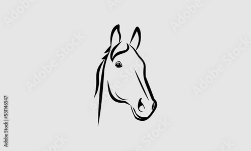 Fototapeta Naklejka Na Ścianę i Meble -  line art horse head logo design