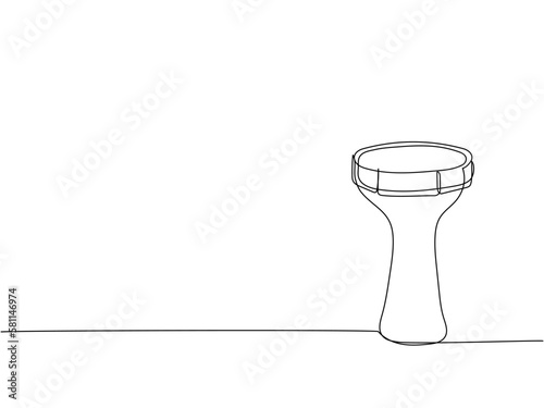 Turkish drum darbuka, Doumbek one line art. Continuous line drawing of sound, beat, folk, doumbek, egypt, reggae, bass, darbuka, music, african, percussion, djembe, bongo, musician, tribal, culture. photo