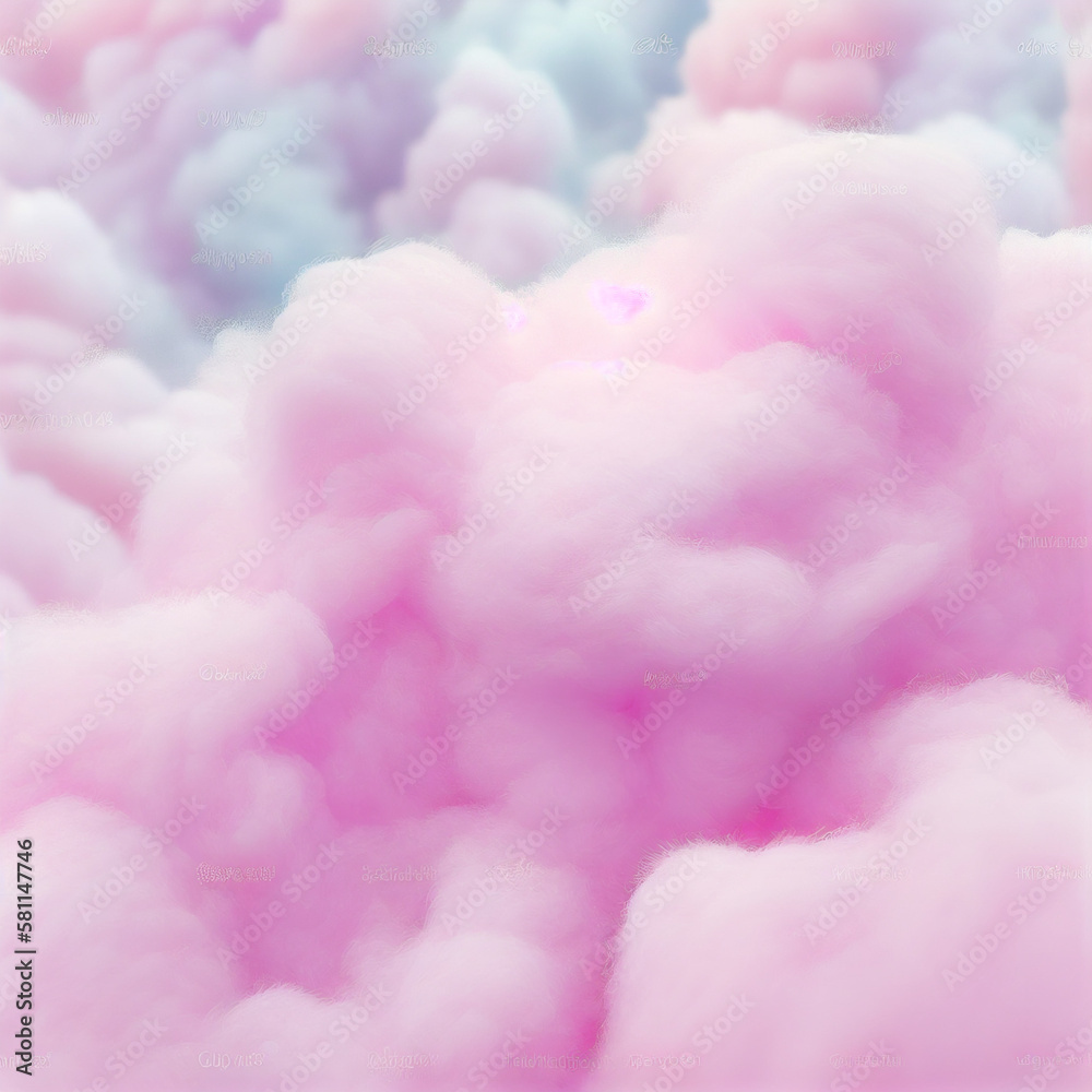 Colorful pink fluffy cotton candy background. Ai Generated