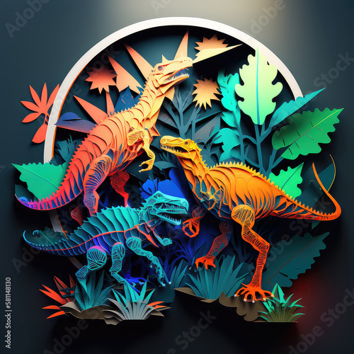 Papercut Cutout Dinosaur Scene © anna_leni
