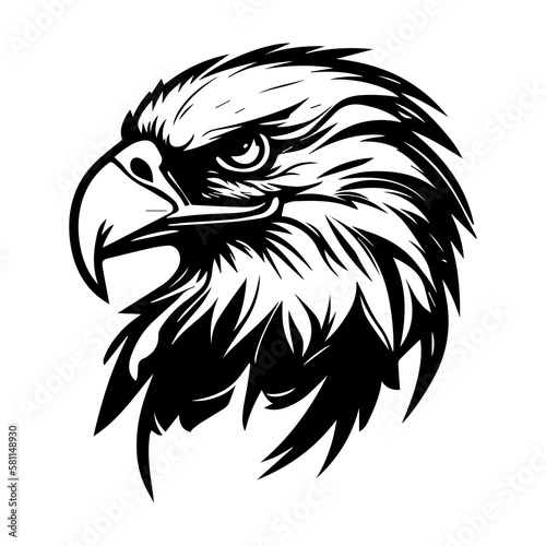 Black and White Eagle Head for Logo Design, Generative AI