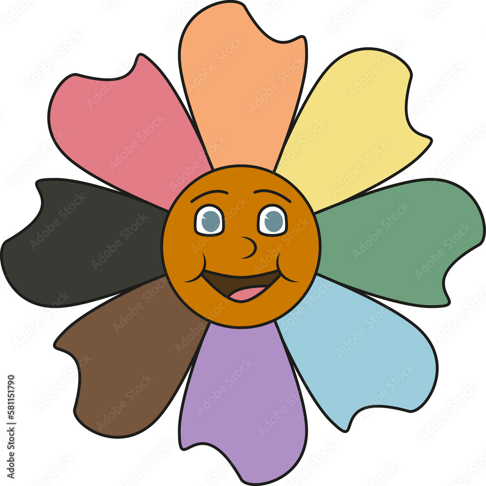 Groovy rainbow funny flower illustration LGBTQ symbol New design Groovy rainbow funny flower illustration LGBTQ symbol New design