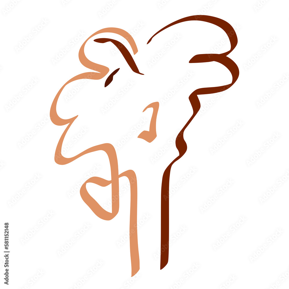 creative image of a man's head with an open mouth, profile, brown abstract outline on a white background, shout or surprise creative image of a man's head with an open mouth, profile, brown abstract outline on a white background, shout or surprise