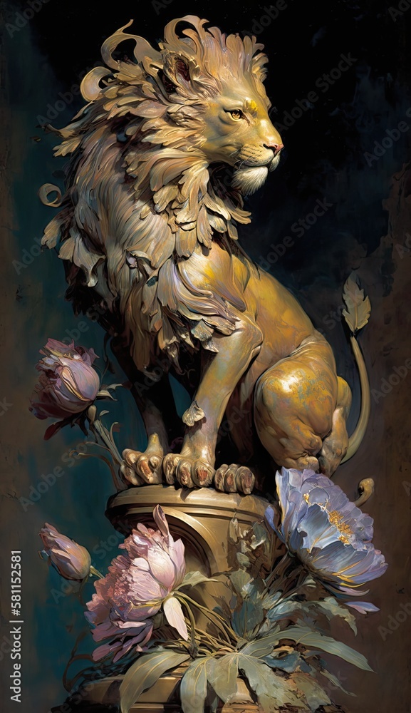 Wildflower Lion and Dragon by John Singer Sargent