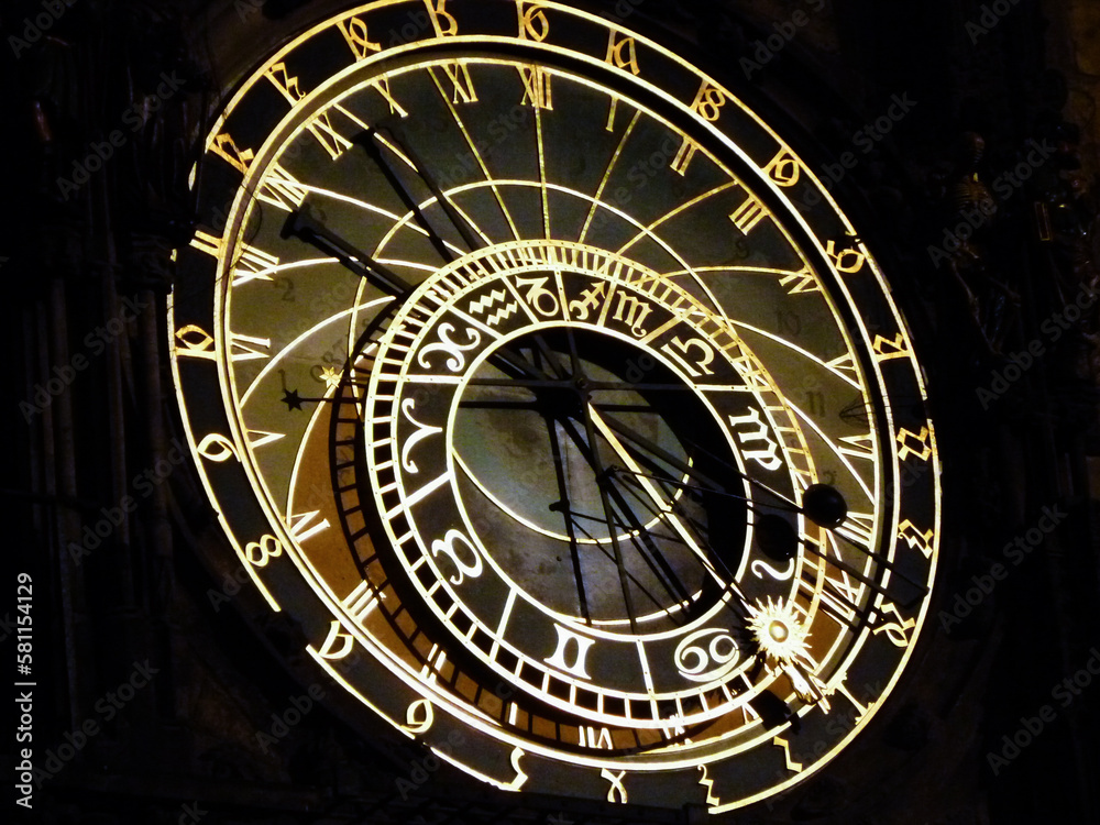 Naklejka premium Prague Astronomical Clock, or Praga Orloj, medieval astronomical clock located in Prague, Czech Republic.