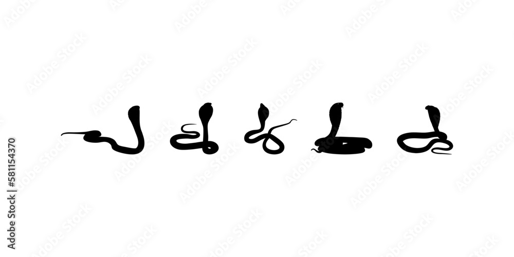 Silhouette of the Cobra Snake for Art Illustration, Logo, Pictogram, Website or Graphic Design Element. Vector Illustration