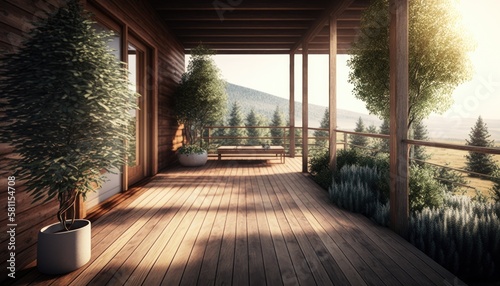 Modern wooden terrace close to nature © Dniel