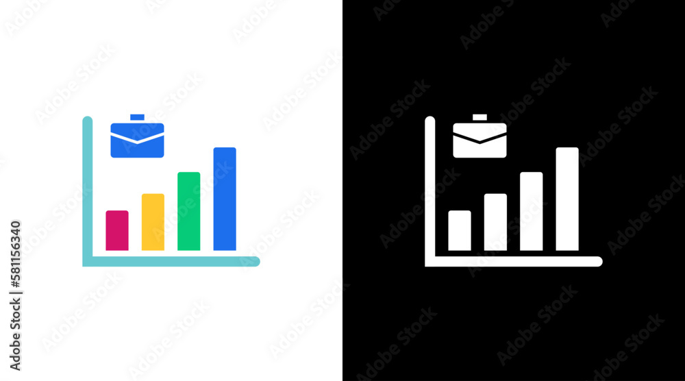 business suitcase increase infographic data analysis colorful icon design chart bar