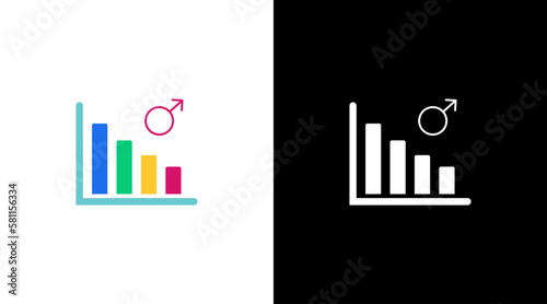 male gender decrease infographic data analysis colorful icon design chart bar