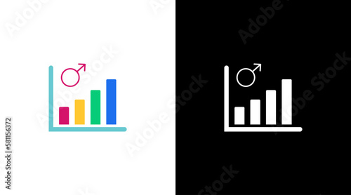 male gender increase infographic data analysis colorful icon design chart bar
