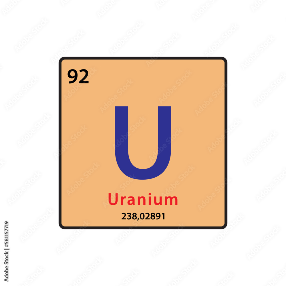Uranium element table periodic icon vector logo design template Uranium element table periodic icon vector logo design template