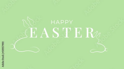 Rabbit Silhouette Happy Ester Poster. Vector Graphic Design