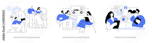 Private detective services abstract concept vector illustrations.