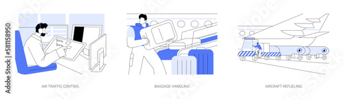 Aviation industry abstract concept vector illustrations.