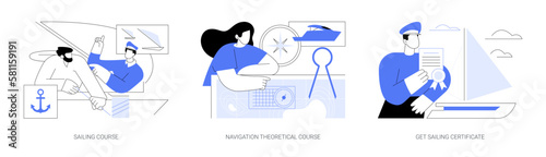 Sailing school abstract concept vector illustrations.