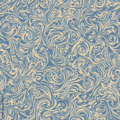 a pattern of swirls on a blue background,  textured parchment background, beige background, carved marble, blue grass, generated ai