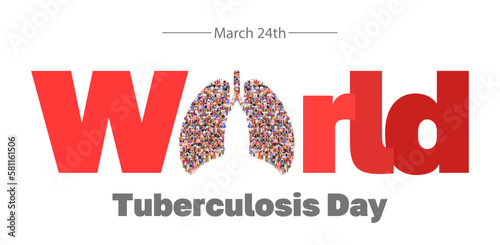 World Tuberculosis Day March 24. Medical solidarity day concept. Flat vector illustration isolated on white background. 