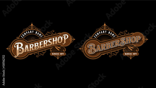 Set of Vector Vintage Barbershop Logos