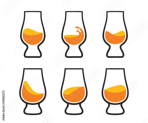 Whiskey Glass logo vector. Whiskey Glass Vector Icon. Glencairn Whisky Glass vector icon