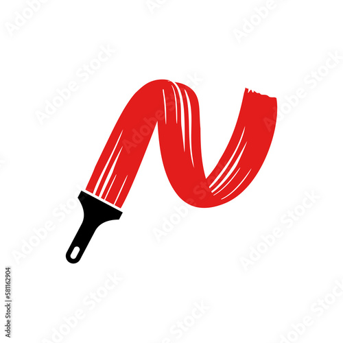 ABSTRACT LETTER N PAINT MODERN MINIMALIST LOGO DESIGN