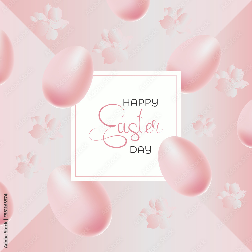 EASTER BACKGROUND. PINK Easter eggs and greetings. Gentle background, postcard, poster, invitation