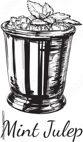 Photos Cocktail Mint Julep for the Derby Hand Drawing  Illustration Alcoholic Drink
