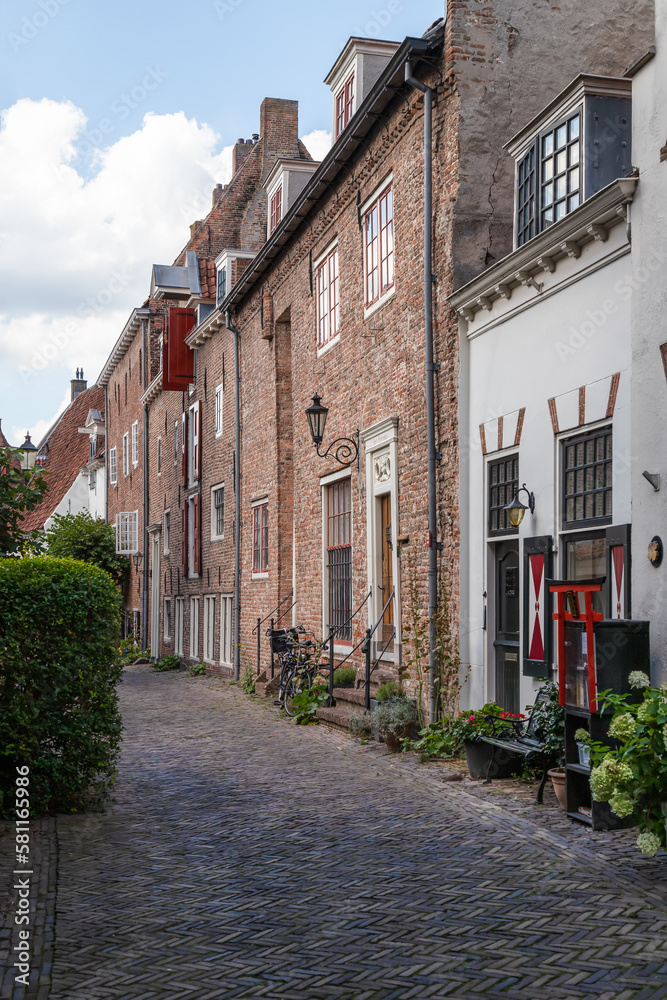 Historic wall houses in the center of the  medieval city of Amersfoort in the Netherlands.