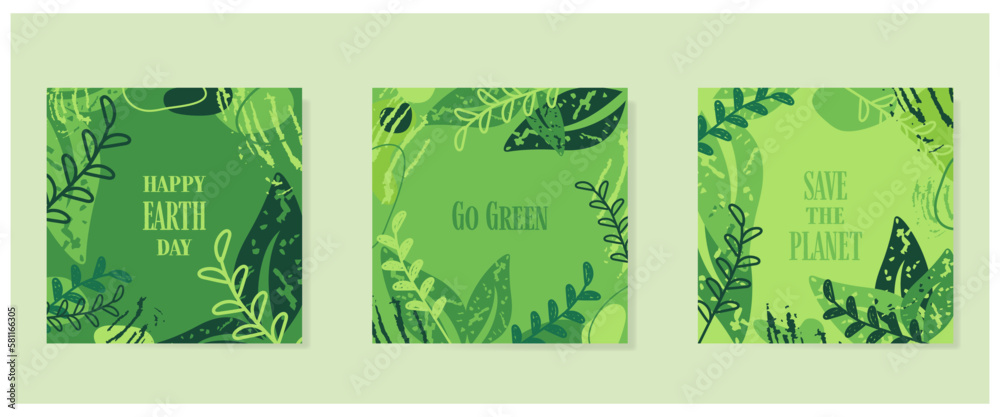 Happy Earth Day. Vector illustration set for social poster, banner or card on the theme of saving the planet.