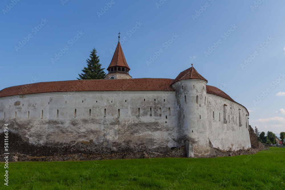 View of the historical Church-fortress in the city of Prejmer. Transylvania. Romania