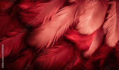  a close up of a red and white feather pattern on a red and white background with a black border around the edges of the image. generative ai