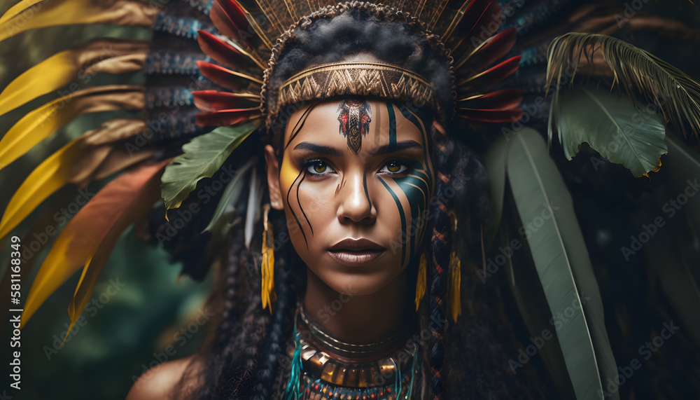 Beautiful Woman of the Amazon, Power and Beauty of the Indigenous Culture of the Amazon
