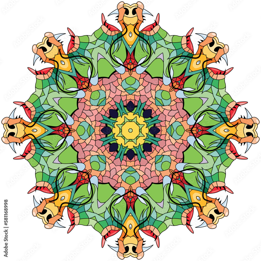 Obraz premium Colorful cute Mandalas. Decorative unusual round ornaments.