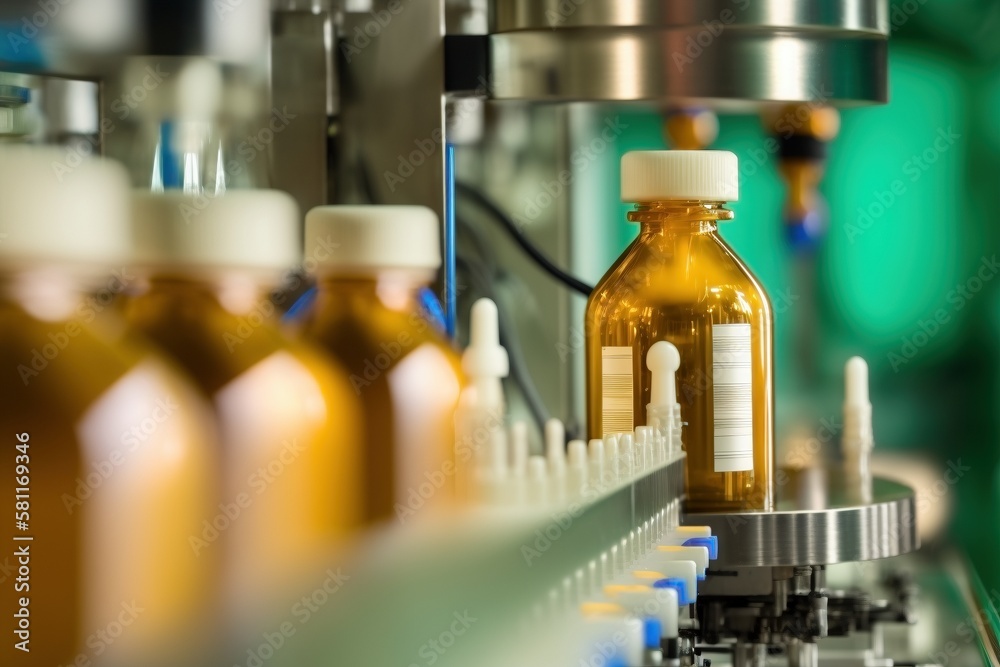 Pharmaceutical production line, created with generative AI Pharmaceutical production line, created with generative AI
