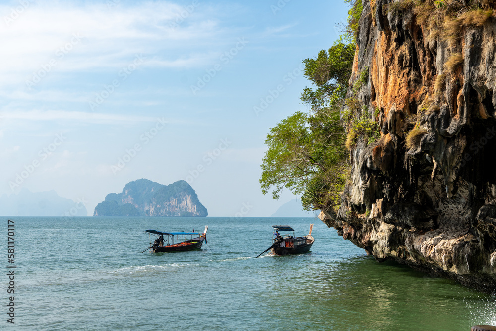Longtail boats next to the Thai islands