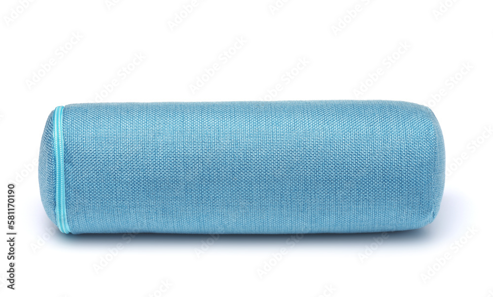 Front view of blue cervical neck roll pillow Front view of blue cervical neck roll pillow