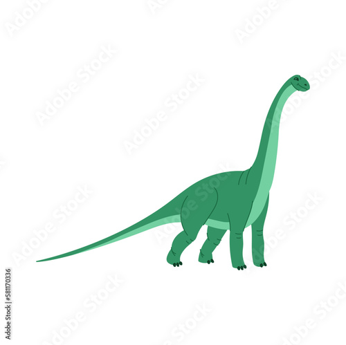 Brontosaurus big dino kids toy isolated prehistoric animal. Vector Brontosaurus parvus  big thunder lizard. Green huge dino with long neck  cool reptile